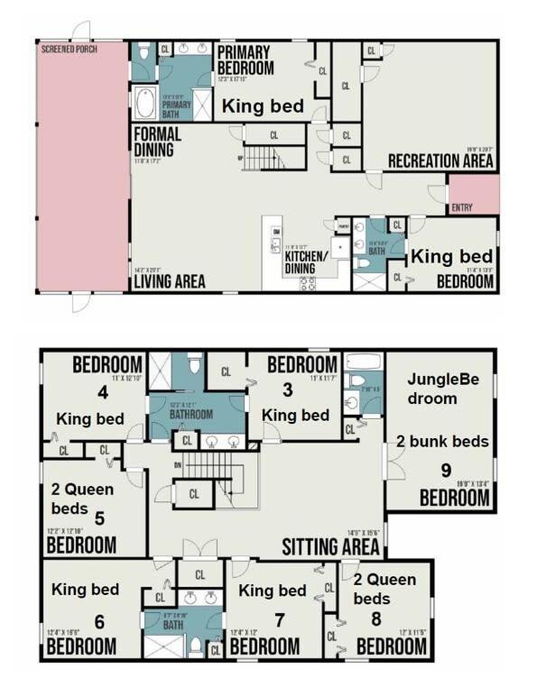 Holiday home Luxury 9 Bed Jungle Bedroom W Slide Gameroom *