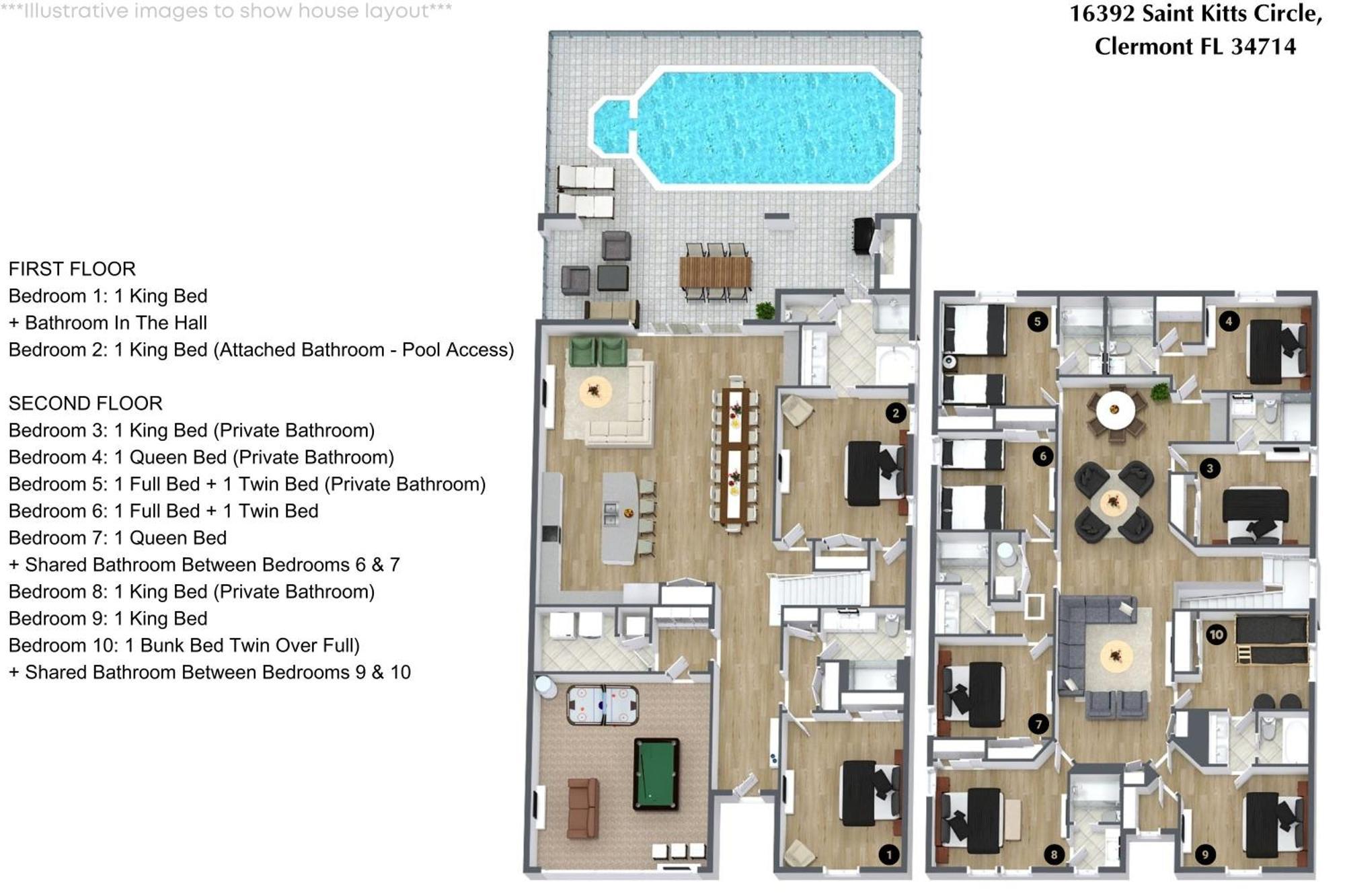 10 Bedrooms- 8 Bathrooms- Windsor Cay 16392 Sk Orlando